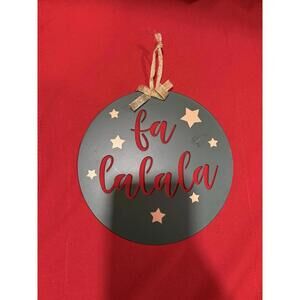 Christmas ORNAMENT Green 7.5” Round  Metal Hanging Ornament